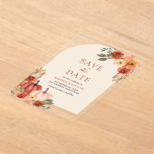 Invitations En Acrylique Terracotta Floral Citrouille Mariage Enregistrer l (Poser)
