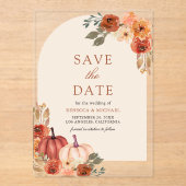 Invitations En Acrylique Terracotta Floral Citrouille Mariage Enregistrer l (Recto)