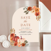 Invitations En Acrylique Terracotta Floral Citrouille Mariage Enregistrer l