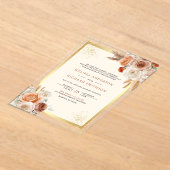 Invitations En Acrylique Terracotta Floral Cream Gold Wedding (Poser)