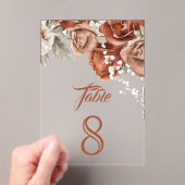 Invitations En Acrylique Terracotta Floral Wedding Acrylic Table Number (In situ (ordinateur de poche))