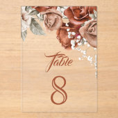 Invitations En Acrylique Terracotta Floral Wedding Acrylic Table Number (Recto)