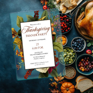Invitations En Acrylique Terracotta Florale Rustique   Dîner de Thanksgivin