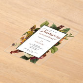 Invitations En Acrylique Terracotta florale rustique |Dîner Turquoise d'act (Poser)