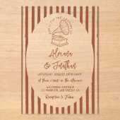 Invitations En Acrylique Terracotta Hand Painted Wedding (Recto)