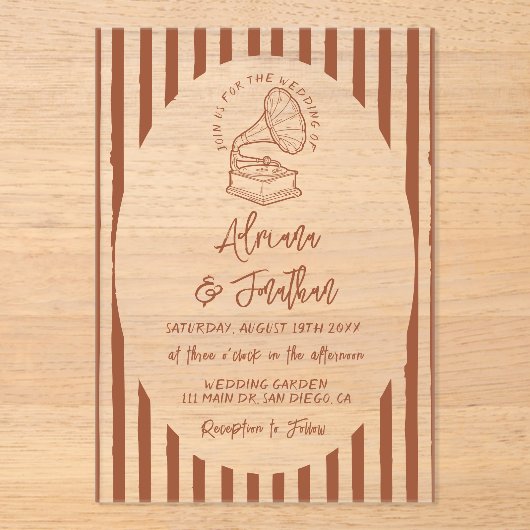 Invitations En Acrylique Terracotta Hand Painted Wedding (Recto)