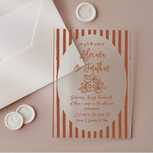 Invitations En Acrylique Terracotta Hand Painted Wedding