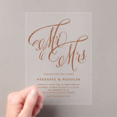 Invitations En Acrylique Terracotta M. et Mme Rustic Calligraphy Mariage (In situ (ordinateur de poche))