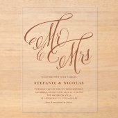 Invitations En Acrylique Terracotta M. et Mme Rustic Calligraphy Mariage (Recto)