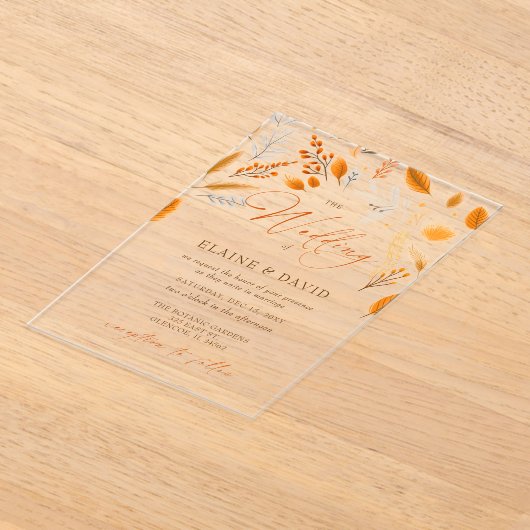 Invitations En Acrylique Terracotta moderne Script Mariage de automne éléga (Poser)