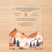 Invitations En Acrylique Terracotta Mountain Forest Wedding (Recto)