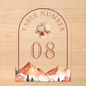 Invitations En Acrylique Terracotta Mountain Wedding Acrylic Table Number (Recto)