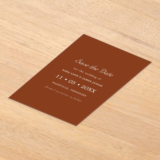 Invitations En Acrylique Terracotta Photo Save the Date Card (Poser)