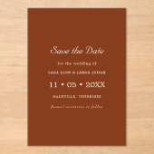 Invitations En Acrylique Terracotta Photo Save the Date Card (Recto)