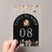 Invitations En Acrylique Terracotta Wildflower Black Acrylic Table Number (In situ (ordinateur de poche))
