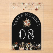 Invitations En Acrylique Terracotta Wildflower Black Acrylic Table Number (Recto)
