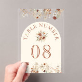 Invitations En Acrylique Terracotta Wildflower Cream Acrylic Table Number (In situ (ordinateur de poche))