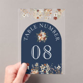 Invitations En Acrylique Terracotta Wildflower Navy Acrylic Table Number (In situ (ordinateur de poche))