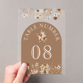 Invitations En Acrylique Terracotta Wildflower Tan Acrylic Table Number (In situ (ordinateur de poche))