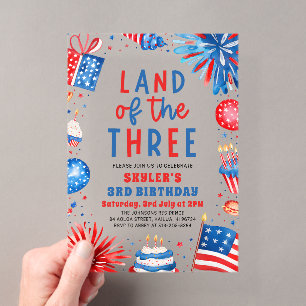 Invitations En Acrylique Terre des Trois 4 juillet Patriotique 3e Anniversa