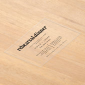 Invitations En Acrylique Texte moderne | Dîner de répétition (Poser)