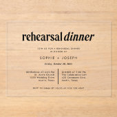 Invitations En Acrylique Texte moderne | Dîner de répétition (Recto)