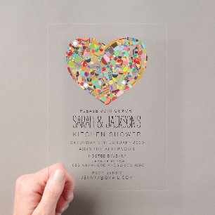 Invitations En Acrylique Thé de cuisine de mariage Fête de douche de cuisin