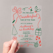 Invitations En Acrylique The Most Onederful Time Of The Year 1st Birthday (In situ (ordinateur de poche))