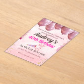 Invitations En Acrylique Thème 40e anniversaire rose (Poser)