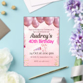 Invitations En Acrylique Thème 40e anniversaire rose (Insitu (Mariage))