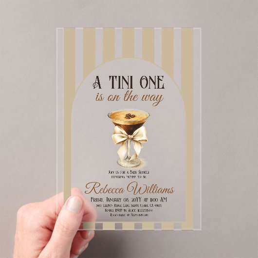 Invitations En Acrylique Thème café Espresso Martini Baby shower Bow (In situ (ordinateur de poche))