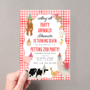 Invitations En Acrylique Thème d'anniversaire Animaux de la Ferme Animaux d