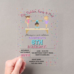 Invitations En Acrylique Thème de fête d'anniversaire pour fille enfants gy