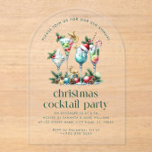 Invitations En Acrylique Thème de Noël Cocktail fêté (Recto)