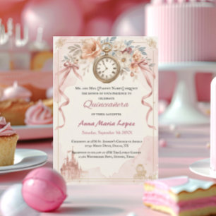 Invitations En Acrylique Thème de Quinceanera Cendrillon aquarelle rose cla
