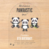 Invitations En Acrylique Thème d'ours panda mignon pour l'anniversaire des (Recto)