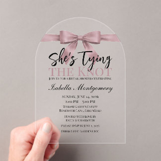 Invitations En Acrylique Thème Elle Noue le Nœud Ruban Mauve