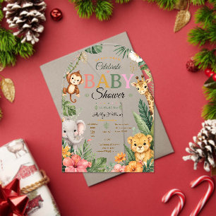 Invitations En Acrylique Thème jungle Baby shower