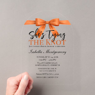 Invitations En Acrylique Thème Nœud Orange Elle Attache le Nœud