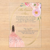Invitations En Acrylique Thème rose acrylique quinceañera (Recto)