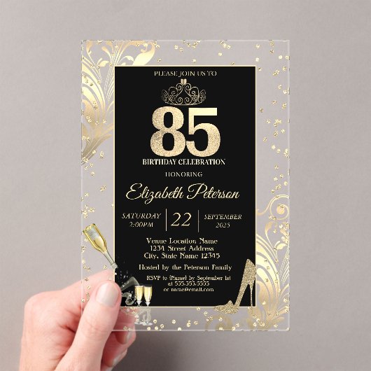 Invitations En Acrylique Tiara Parties scintillant Talons Diamants Tourbill (In situ (ordinateur de poche))