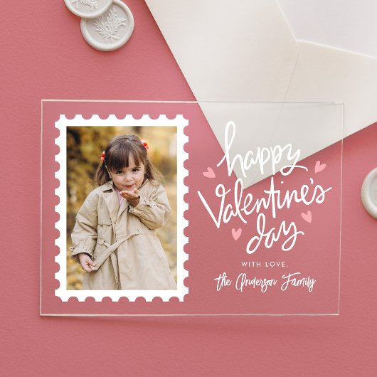 Invitations En Acrylique Timbre de Coeurs Roses mignons Photo Saint Valenti