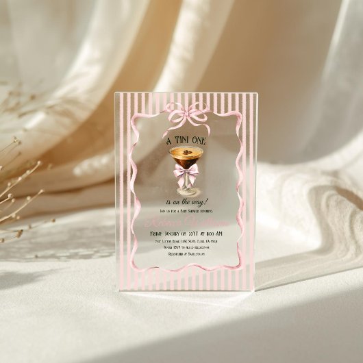 Invitations En Acrylique Tini One Bow Coffee Espresso Martini Baby Shower