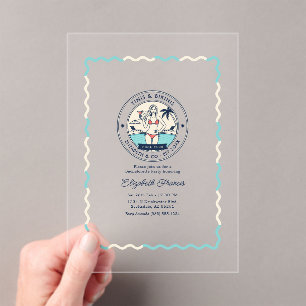 Invitations En Acrylique Tinis & Bikinis Club de Piscine Enterrement de Vie