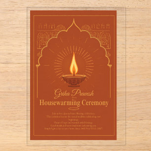 Invitations En Acrylique Titre : Élégant Carte d'Invitation Griha Pravesh &