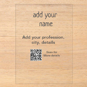Invitations En Acrylique Titre QR simple minimal ajoutez votre texte nom