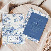 Invitations En Acrylique Toile Bleu Floral De Jouy