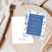 Invitations En Acrylique Toile Bleu Floral De Jouy
