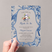 Invitations En Acrylique Toile bleue de jouy Tea Party Douche nuptiale (In situ (ordinateur de poche))
