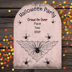 Invitations En Acrylique Toile d'araignée noire effrayante avec teinte roug